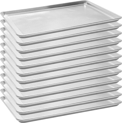12 Pack Full Size Aluminum Perforated Baking Sheet Pan, 26"×18" Cookie Sheets For Oven in Bakery, Restaurant & Kitchen by FSUON