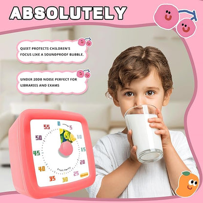 Visual Timer for Kids 60 Minute, Fruit Themed Silent Countdown Clock for Girls & Boys, Time Management Tool for Classroom, Kitchen, Toddler ADHD, Autism, Study, Pomodoro