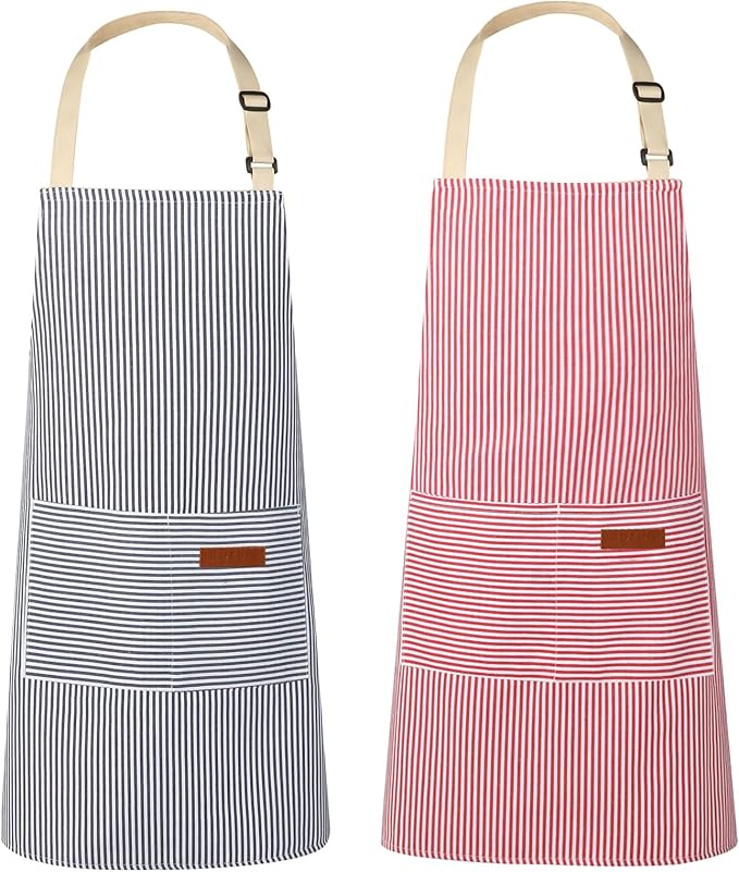 VALOME 2 Pack Kitchen Aprons, Apron for Cooking with 2 Pockets, Unisex Adjustable Neck Strap Chef Aprons for Men Women by VALOME