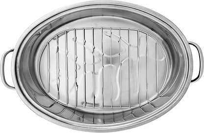 Fox Run Oval Roaster Set, Stainless Steel, 10-Quart