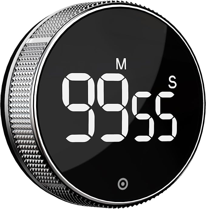 BlueSnail Kitchen Timer with LED Digital Display Smart Efficana for Home Classroom Gym Office, Volume and Brightness Adjustable Productivity Timer (Silvery) by BlueSnail