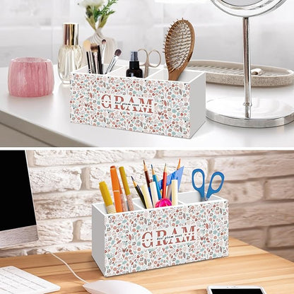 Best Gram Ever Gifts Kitchen Utensil Holder, Mothers Day Birthday Gift for Grandma from Grandkids, Grandma Grams Gifts for Mimi Nana, Gram Gift Floral Wooden Cooking Utensil Pencil Holders