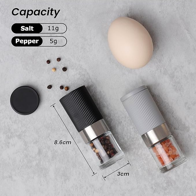 Mini Salt and Pepper Grinder Set, Small Tiny Adjustable Coarseness Ceramic Salt Grinder with Funnel and Bag Portable Handy Spice Pepper Mill Shaker For Outdoor Party Lunch Bag Kitchen