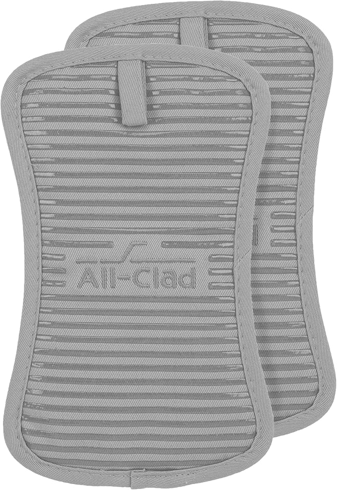 All-Clad Premium Pot Holder & Hot Pad: Heat Resistant up to 500 Degrees - 100% Cotton, 10"x6.25" Hot Pad for Kitchen and Barbeque, 2-Pack, Titanium - Image 2