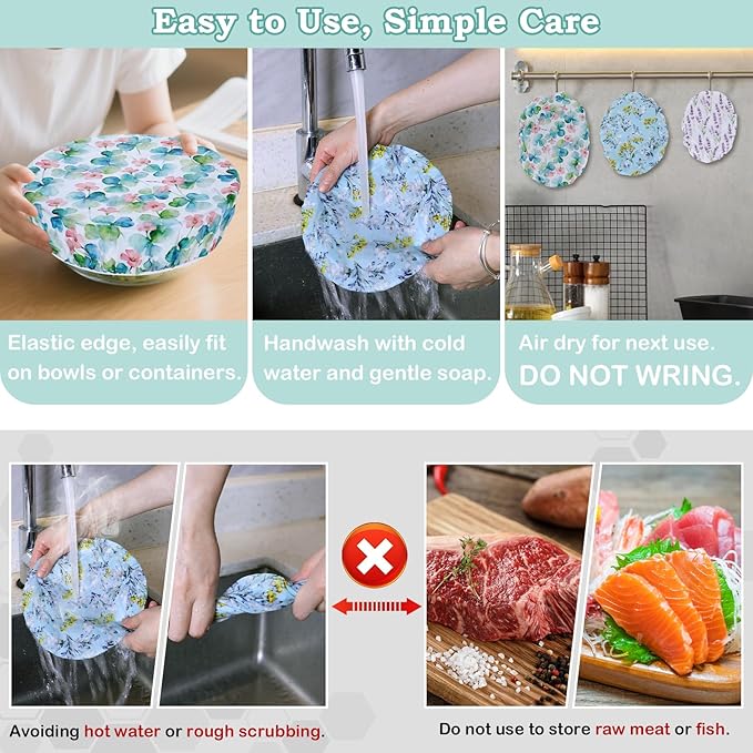5-Size Reusable Beeswax Bowl Covers for Bread Proofing, Cotton Cloth Flexible Beeswax Wraps for Food Storage(Olive Branch) - Image 6