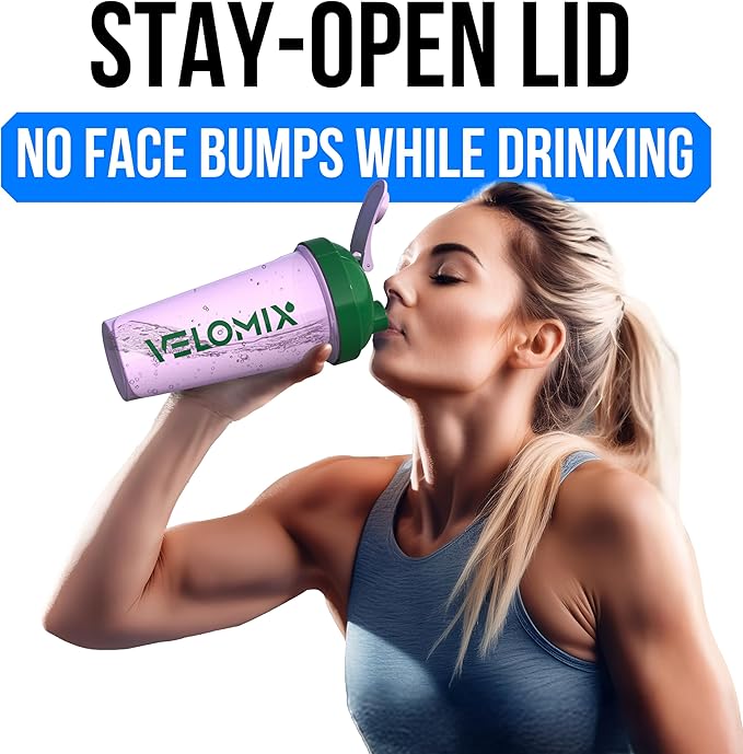 VELOMIX -2 Pack- 28 oz Protein Shaker Bottles for Protein Mixes - 2x Wire Whisk | Leak Proof Shaker Cups for Protein Shakes and Pre Workout | Protein Shaker Bottle Pack (B3) Flower Set