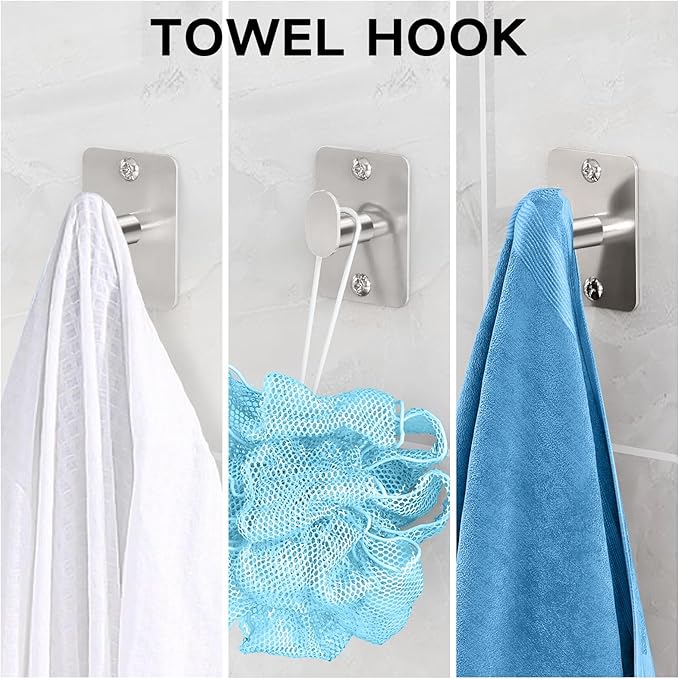 Brushed Nickel Bathroom Accessories Set, KLJKPA 4 Pieces Bathroom Hardware Set, 24 inch Towel Bar, Towel Racks for Bathroom, Robe Towel Hooks, Toilet Paper Holder Wall Mounted - Image 5