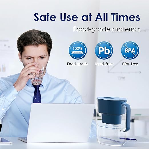 Waterdrop PT-07C Water Filter Pitcher, 10-Cup, NSF Certified, 200-Gallon Long-Life Filter, Improves Coffee & Tea Taste, Reduces PFOA/PFOS and Chlorine, 5X Longer Filter Life, Classic Blue - Image 8