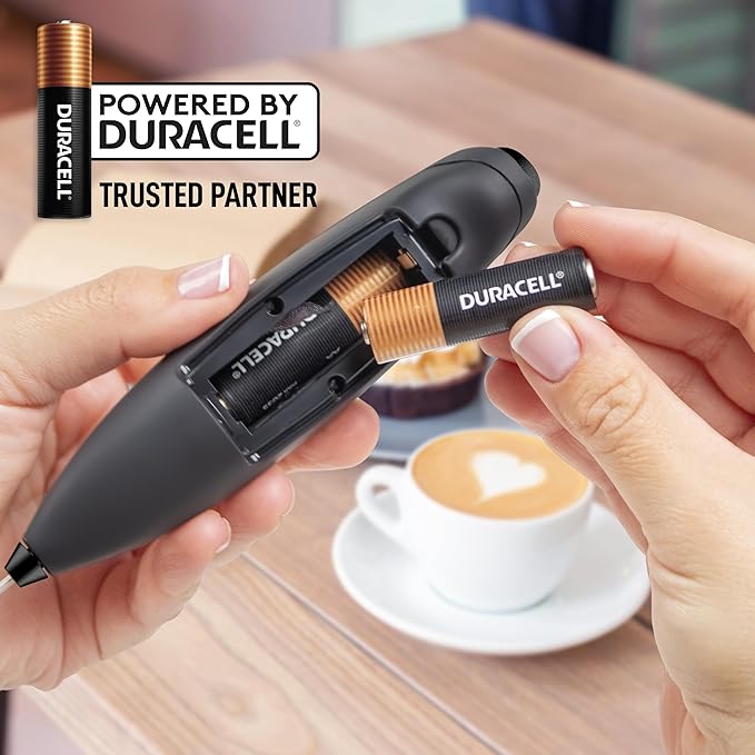 Zulay Kitchen Powerful Milk Frother Wand With 4 AA Duracell Batteries - Ultra Fast Handheld Drink Mixer - Electric Whisk Foam Maker for Coffee, Lattes, Cappuccino, Matcha & Creamer - Executive Black - Image 5