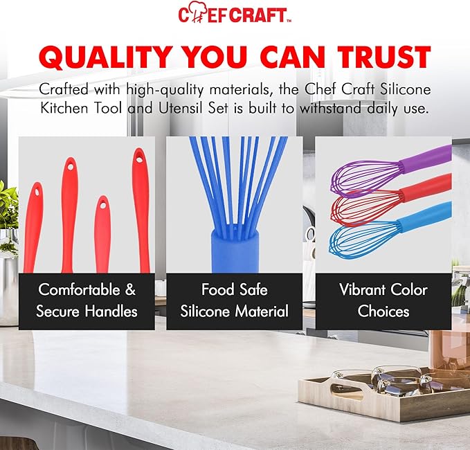Chef Craft Premium Silicone Wire Cooking Whisk, 10.5 inch, Blue - Image 6