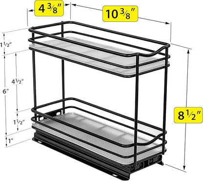 LYNK PROFESSIONAL® Pull Out Spice Organization for Cabinets - 4-3/8 inch Wide – Spice Rack for Inside Cabinets, Slide Out Spice Rack Organizer for cabinet – Pull Out Spice Rack, Sliding 2 Tier Black - Image 6