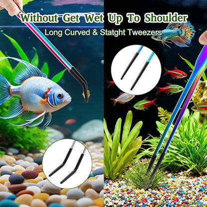 OLIISS Stainless Steel Reptile Feeding Tongs and Spoon Set - 10.6" Straight & Curved Tweezers for Aquariums & Crafts - Feeder Tools for Bearded Dragons & Lizards - Terrarium Tank Supplies - Image 5