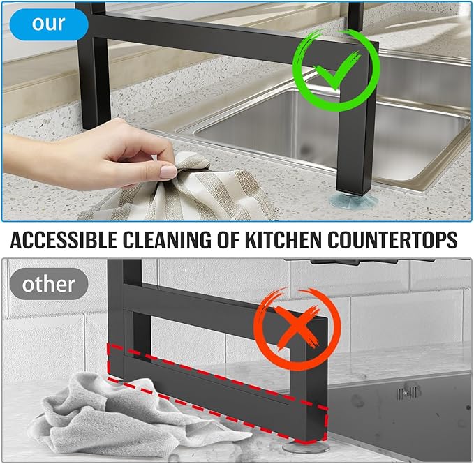 SNSLXH 4 Baskets 2-Tier Over The Sink Dish Drying Rack, 26.57"-35", Large Sink Rack for Kitchen, Extensible and Adjustable, Saving Kitchen Space - Image 4