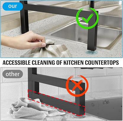 SNSLXH 4 Baskets 2-Tier Over The Sink Dish Drying Rack, 26.57"-35", Large Sink Rack for Kitchen, Extensible and Adjustable, Saving Kitchen Space - Image 4