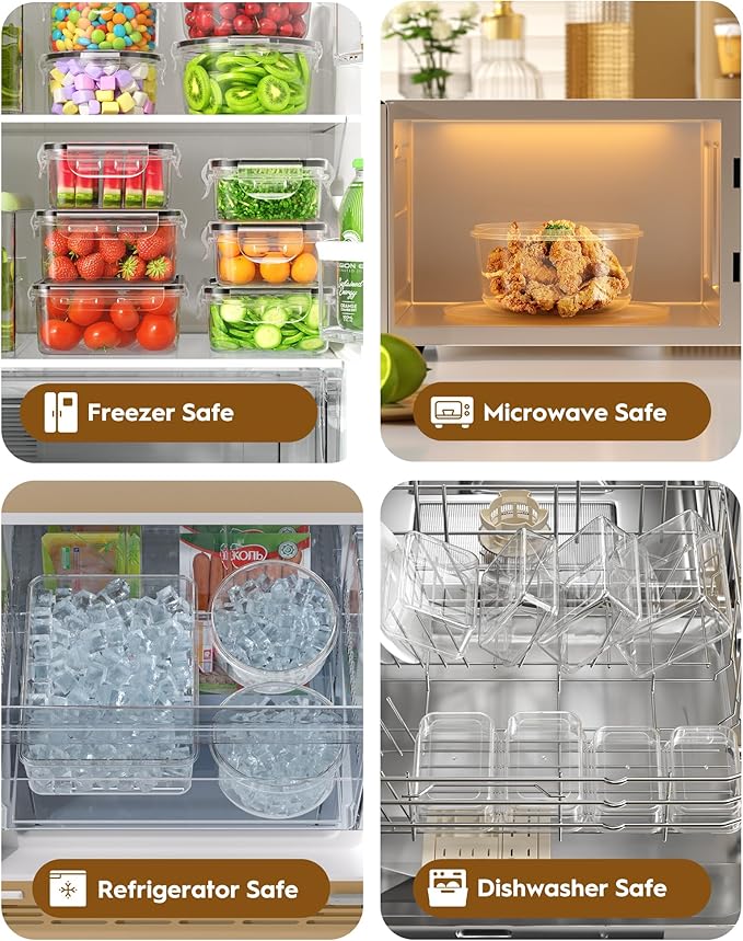 40 PCS Food Storage Containers with Lids Airtight (20 Containers & 20 Lids), 100% Leakproof Meal Prep Container Set for Kitchen Storage, BPA-free, PVC-free Reusable Plastic, Microwave/Dishwasher Safe - Image 5