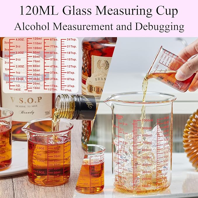 Ackers 7-Piece Glass Measuring Cup Set, Borosilicate Beaker Style Nesting Liquid Measuring Cups - Image 6