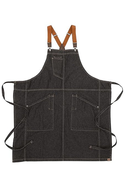 Chef Works Unisex Berkeley Bib Apron, Black W/Desert Sand Suspenders, One Size