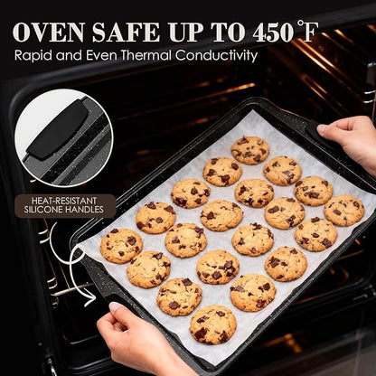 Baking Pans Set Nonstick, Bakeware Sets Stackable with Silicone Handles, AIVIKI 22 Pieces Oven Pan for Cooking Including Baking Cookie Sheet with Rack, Roast Pan, Cake Pan, Loaf Pan, Muffin Pan, Black - Image 3