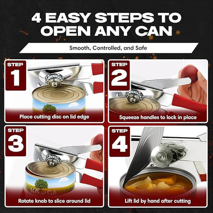 Chef-Master 2-Pack Heavy Duty Can Opener with Anti-Slip Grip, Manual Handheld for Large Cans - Image 6