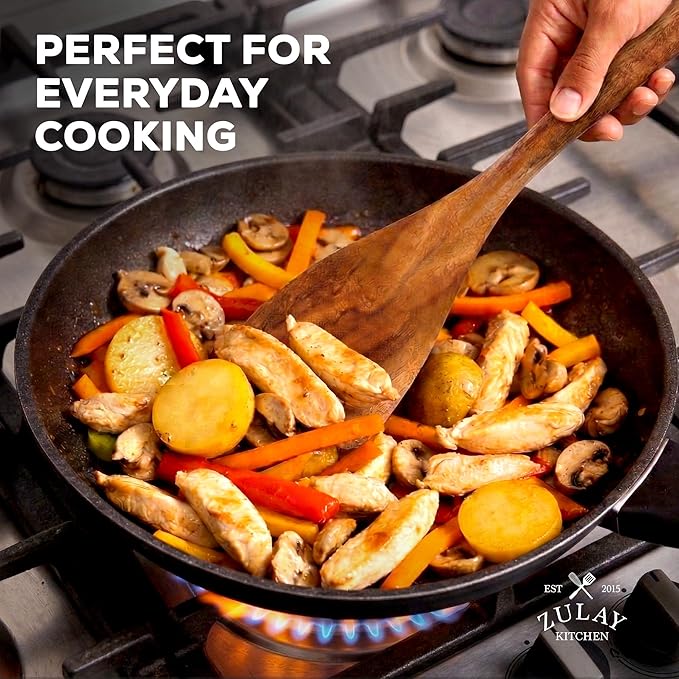 Zulay Kitchen 15-Piece Teak Wooden Utensils for Cooking - Natural Teak Utensil Set with Premium Gift Box - Non-Stick Wooden Spoons for Cooking - Kitchen Gift Set - Comfortable Grip Wooden Utensil Set - Image 6