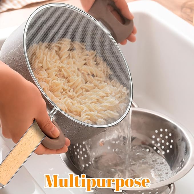8.3Inch Grease Splatter Screen, Stainless Steel Grease Splatters Guard with Wood Handle Hot Oil Splash Protector Splatter Screen for Frying Pan Kitchen Cooking Gadgets Supplies - Image 7