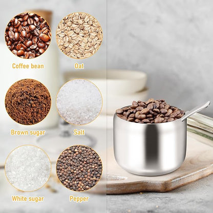 holoith Sugar Container with Glass Lid and Spoon - 10oz Stainless Steel Sugar Bowl for Coffee Bar Station Accessories Kitchen Storage for Salt, Candy, Coffee Bean (Silver) - Image 7