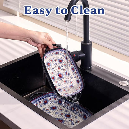 Ceramic Casserole Dishes for Oven, Hand-painted Polish Pottery Baking Dish Set of 2, 0.8QT / 2QT Porcelain Casserole Dishes with Handles, Baking Pan Lasagna Pan, Gift for Family/Friend (Blue) - Image 9