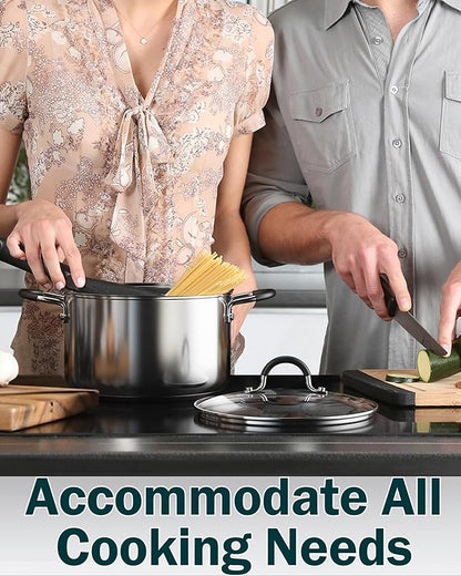 Cook N Home Stainless Steel Cookware Sets 10-Piece, Pots and Pans Kitchen Cooking Set with Stay-Cool Handles, Dishwasher Safe, Silver - Image 9