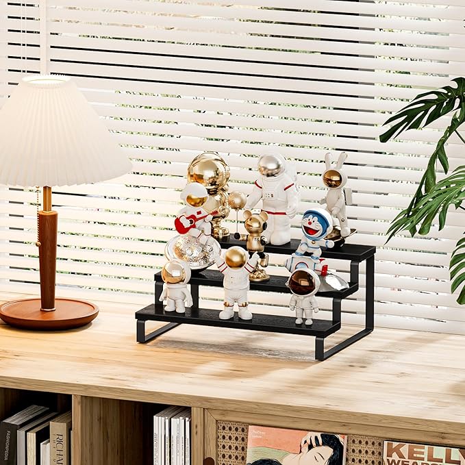 Giikin 3 Tier Spice Rack, Cabinet Organizer Shelf, Wooden Spice Rack for Countertop, Kitchen Counter Storage Shelves Cupcake Stand Holder Display Stand, Black - Image 5