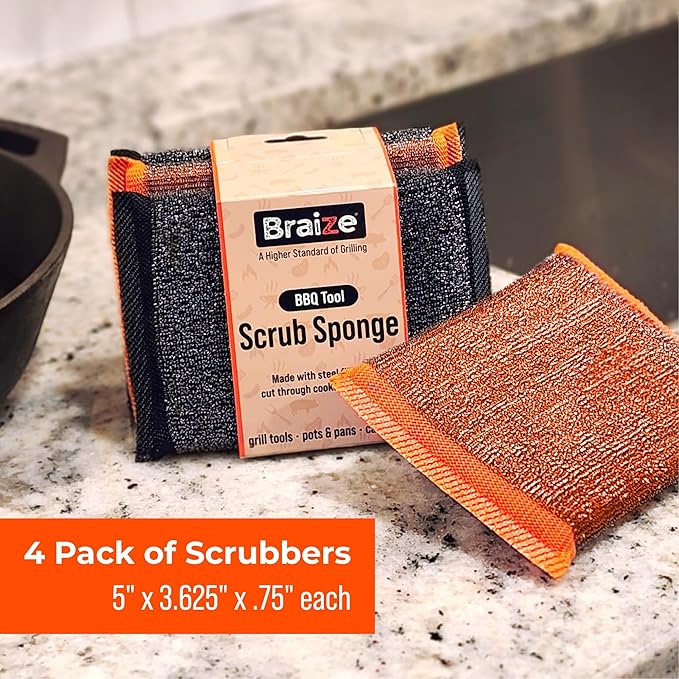 Heavy-Duty Steel Wool Scrubber Sponges 4 Pack – Stainless Steel Cleaning Pads for Dishes, Pots, Pans, Grills & Ovens – Durable Multi-Surface Kitchen Scrubbing Tools for Tough Grease & Burnt Food - Image 7