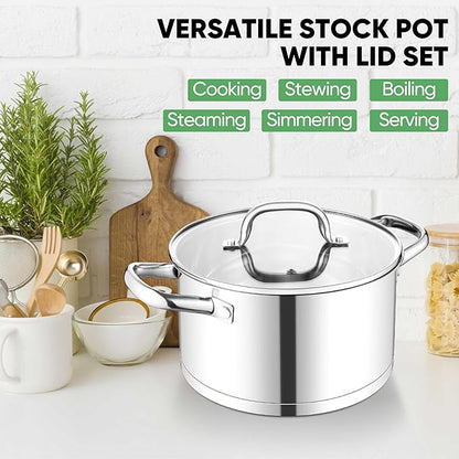 TeamFar Stainless Steel Stock Pot, 4-quart Tri-ply Base Stockpot Cooking Pasta Pot with Lid, for Induction Gas Glass Electric, Healthy & Heavy Duty, Ergonomic Handles & Straight Side, Dishwasher Safe - Image 7