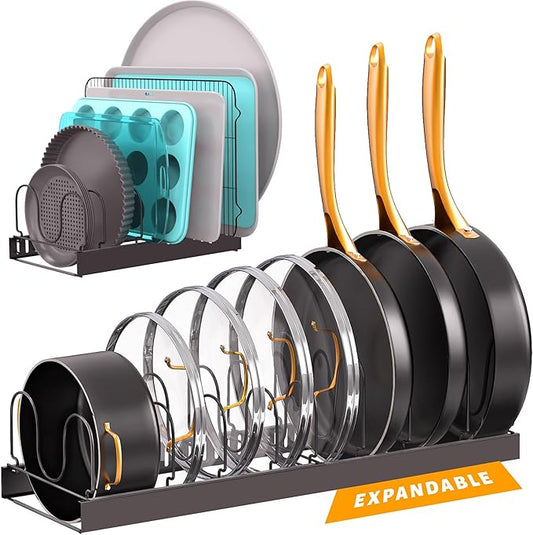 Norcalway Adjustable Bakeware Pots and Pans Organizer Under Cabinet,11 Dividers Cookie Sheet Baking Pan Pot Lid Organizers by NorcalwayLLC