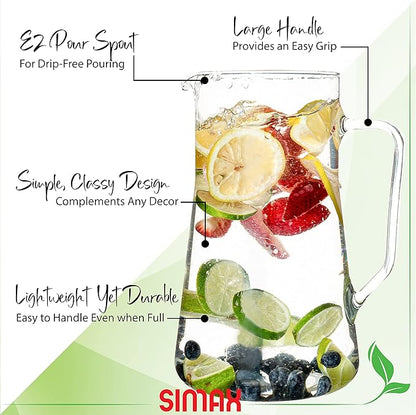 Simax Large Glass Pitcher With Spout, 2.5 Quart (80 Ounce) Borosilicate Glass Iced Tea Pitchers with Handle, Angled Cylinder Design, Glass Water Pitcher - Image 3