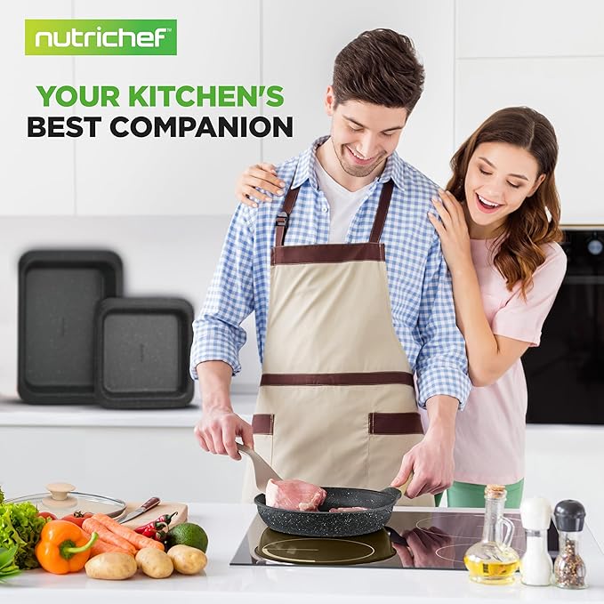 NutriChef 22-Piece Black Marble Non-Stick Cookware and Bakeware Set - Professional Home Kitchen Collection with Multi-Sized Pots, Pans, and Heat-Resistant Tools - Image 7