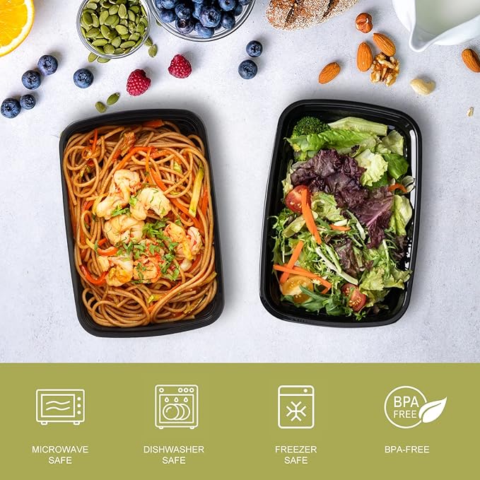 Ezalia 15 Pack Meal Prep Containers Reusable 24oz, Plastic Food Prep Containers, Leakproof To Go Food Containers with Lids, BPA-Free, Microwave/Dishwasher/Freezer Safe - Image 2