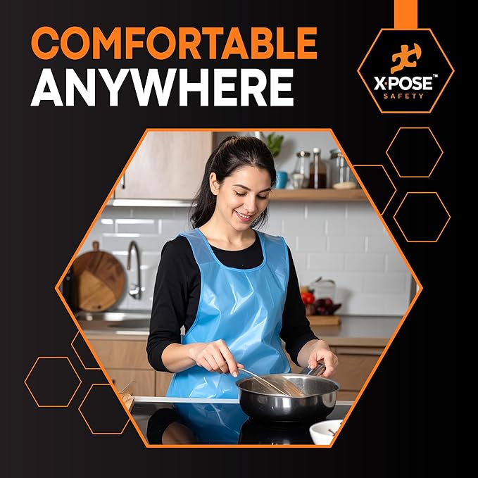 Xpose Safety 48,000 Blue Plastic Disposable Aprons for Cooking & more Individually Packaged Durable 1 Mil Waterproof Polyethylene 24" x 48" - Image 6
