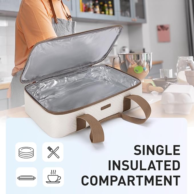 TOURIT Insulated Casserole Carrier for Hot or Cold Food Thermal Food Carrier for Picnic Cookouts Potluck Parties Fits 9" x 13" Baking Dish - Image 6