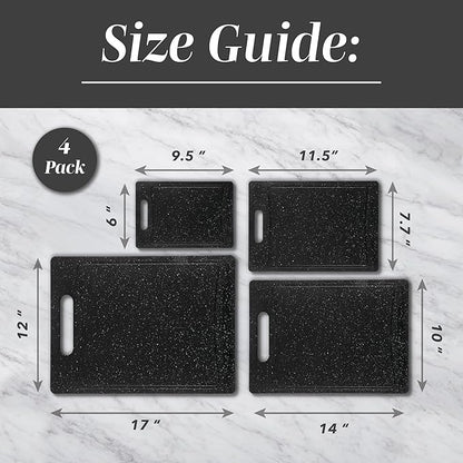 COOK WITH COLOR Non-Slip Cutting Board Set – Kitchen Essentials with Easy Grip Handle for Meat, Veggies, and Fruits, 4 Cutting Boards, Black - Image 5