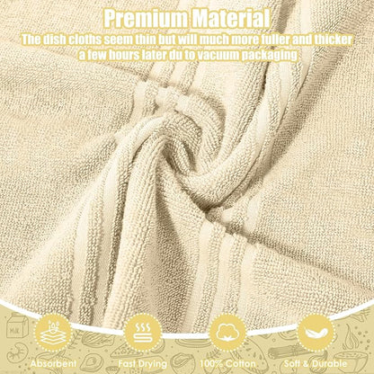 Dish Towels and Dishcloths with Oven Mitts Sets- 100% Cotton Tea Towels for Kitchen- 500 F Heat Resistant Oven Mittens 7.5"x12", Durable Dish Cloths 11.8"x11.8", Absorbent Dish Towels 13.5"x24"