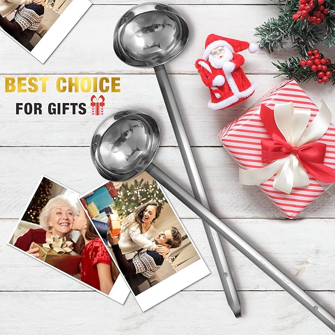 meekoo Stainless Steel Ladle Soup Handle Ladle with Pouring Rim for Kitchen Cooking Soup Sauce - Image 6