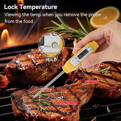 Akozon Digital Food Thermometer Automatic Calibration Pen High Accuracy Electronic Pocket Thermometer Yellow Home and Family Appliance and Decor - Image 3