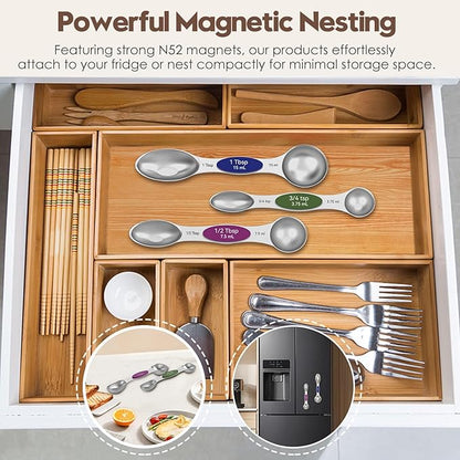 Magnetic Measuring Spoons Set of 8 - Heavy Duty 304 Stainless Steel, Triple Measurement Markings, Strong N52 Magnets, Easy to Clean, Space-Saving with Leveler Included (Colorful) - Image 6