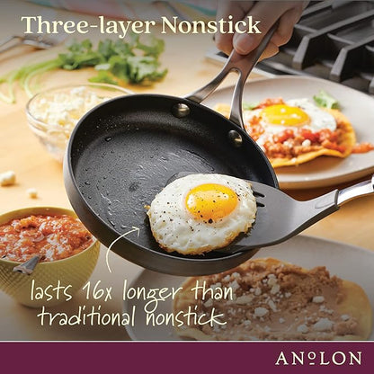 Anolon Hard Anodized Nonstick Mini Skillet/Frying/Egg Pan, Stainless Steel Handle, (6.5"), Gray - Image 3