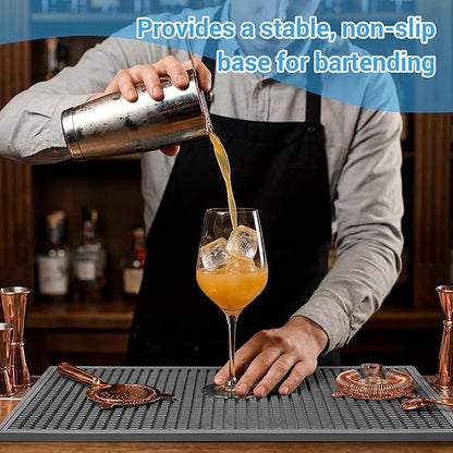 ZJWZLG Bar Mat - Premium 18"X12" Rubber Bar Mats for Countertop, Non-slip Dish Drying Pad & Bartender Mat with for Fast Drying, Ideal Bar Tools for Home Bar, Cocktail Set, And Kitchen Use(Grey)