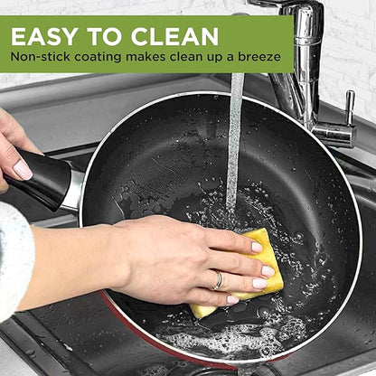 Ecolution Easy Clean Ceramic Nonstick Cookware Set, Dishwasher Safe Kitchen Pots and Pans Set, Comfort Grip Handle, Even Heating, Ultimate Food Release, 26-Piece, Red - Image 6