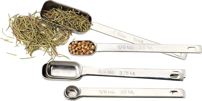 RSVP International Endurance Stainless Steel Spice Measuring Spoons, Set of 6 | 1/8 tsp to 1 Tbsp Measurements | Nest for Easy Storage | Dishwasher Safe | Dry or Liquid | Baking or Cooking - Image 2