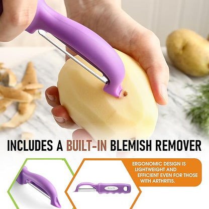 Spring Chef Premium Swivel Vegetable Peeler, Comfortable Handle and Ultra Sharp Stainless Steel Blades - Perfect Kitchen Peeler For Veggie, Fruit, Potato, Carrot, Apple - Orchid - Image 5