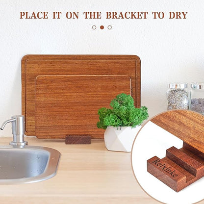 Solid Teak Wood Cutting Board Set One Piece Non Glued Large Thick Crack Resistant Wooden Chopping Board with DeepJuice Grooves Built in Handles for Kitchen Meat Vegetable 13x8.7IN&10.2X6.3IN