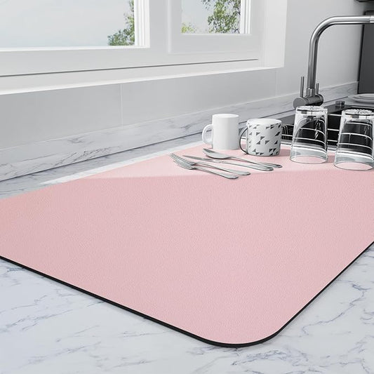 Ecotrim - Dish Drying Mat for Kitchen Counter | Coffee Bar Mat for Countertops | Heat Resistant Drainer Mat with Non-slip Rubber Backed | Hide Stain Kitchen Absorbent Draining Mat | Pink 18"x24" by Unknown