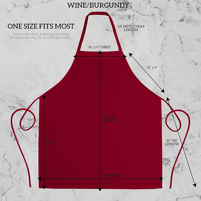 GREEN LIFESTYLE 12 Pack Professional Chef Apron – Grilling Aprons for Men, Waterproof Cooking Apron for BBQ, Work or Restaurant Use, Kitchen Aprons for Women – Burgundy, No Pockets - Image 2